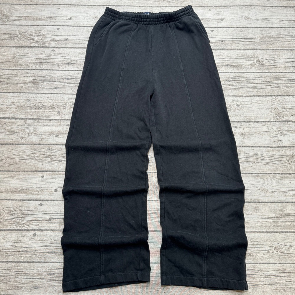 Gap Sweatpants Women's Medium Tall Black Wide Leg Relaxed Fit High Rise Lounge